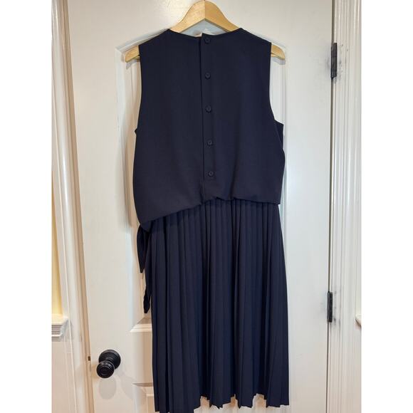 Marella Side Tie Pleated Dress Navy Blue Women's Size 12 Sleeveless‎ Calcina - Picture 9 of 15